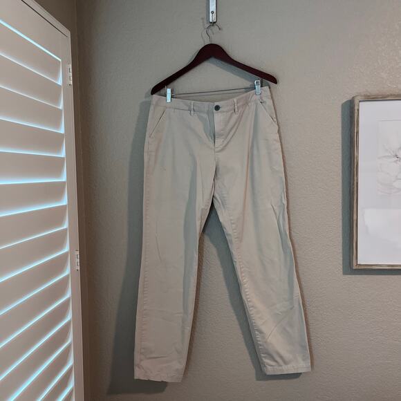 Garnet Hill Organic Cotton Straight Leg Khaki Chino Pant Tan Beige 12 - Picture 2 of 9